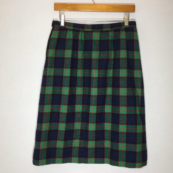 VIntage 50s Pendleton Authentic Fletcher Tartan Skirt; Blue Green Red Plaid Wool - Picture 4 of 10